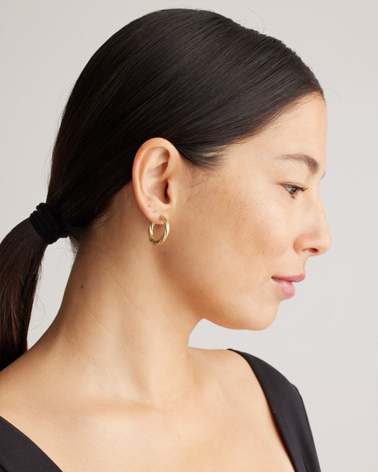 14K Twisted Wide Hoop