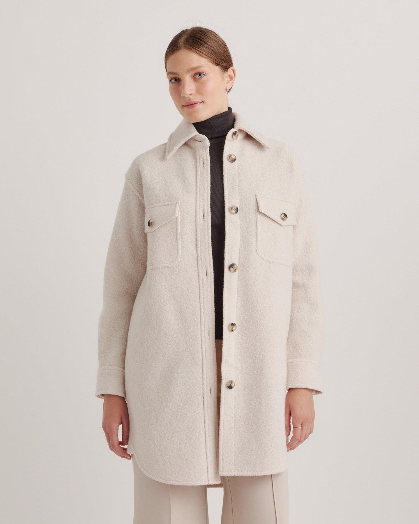 100% Merino Wool Long Shirt Jacket