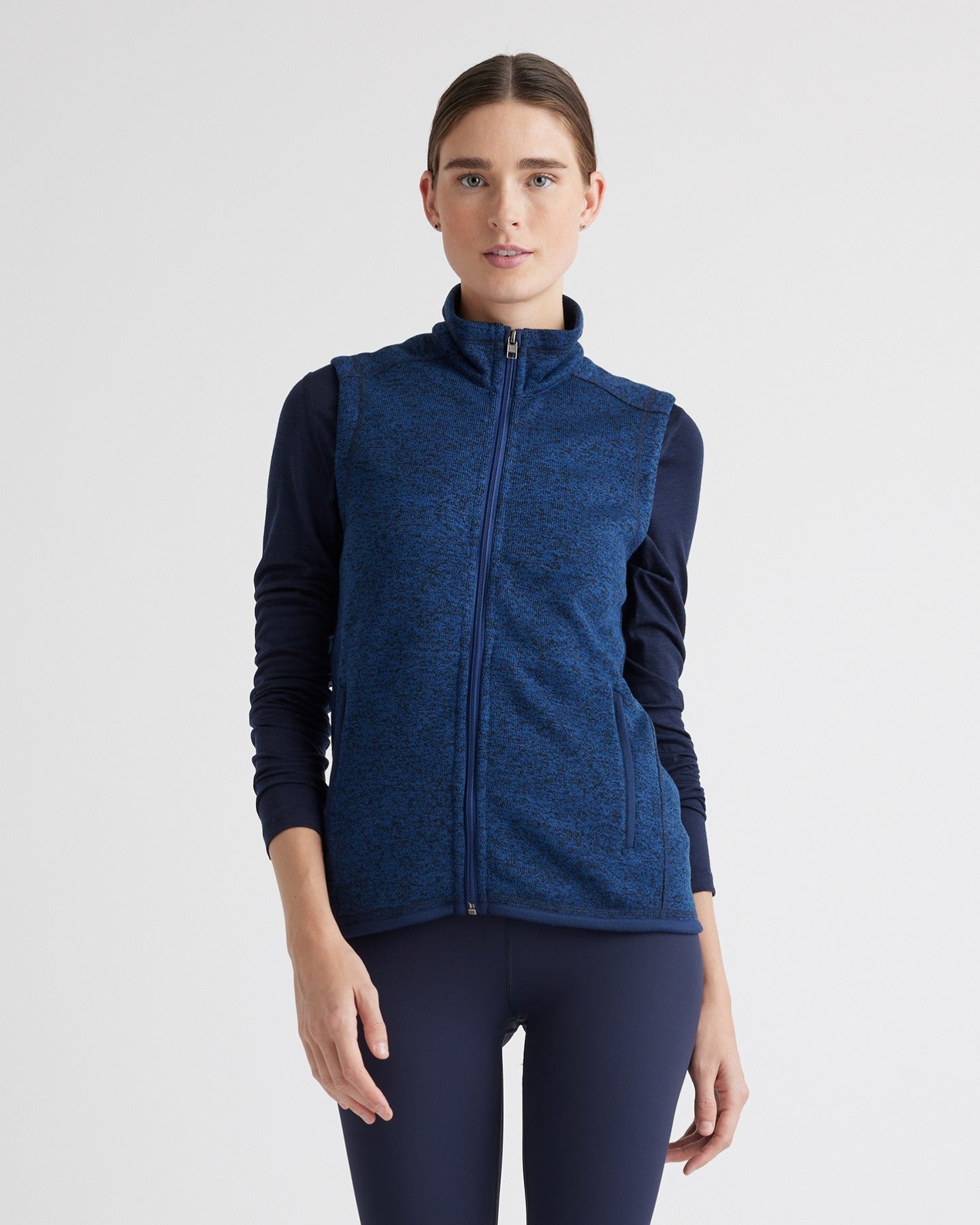 Sweater-Knit Fleece Full-Zip Vest