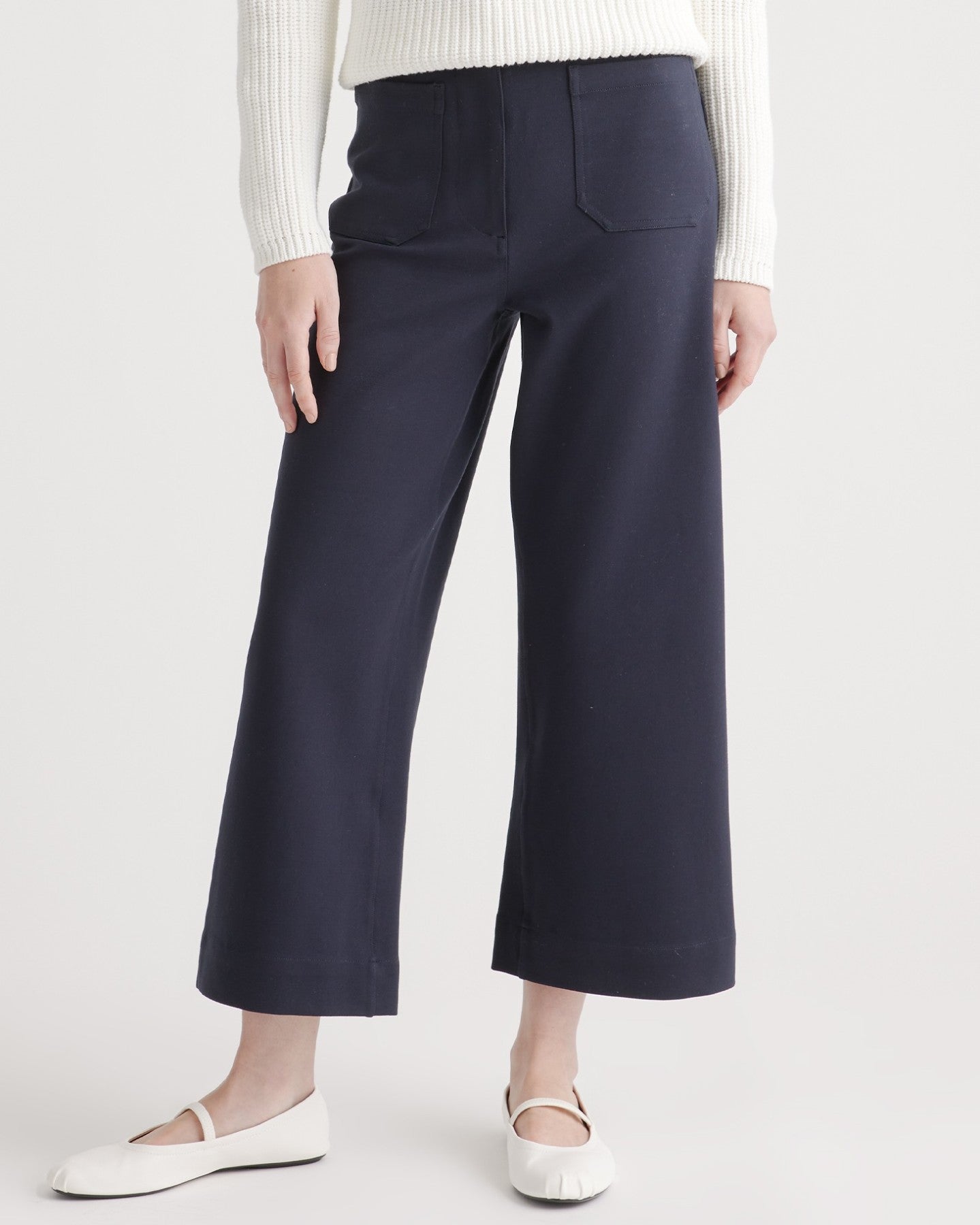 Ultra-Stretch Ponte Cropped Wide Leg Pant