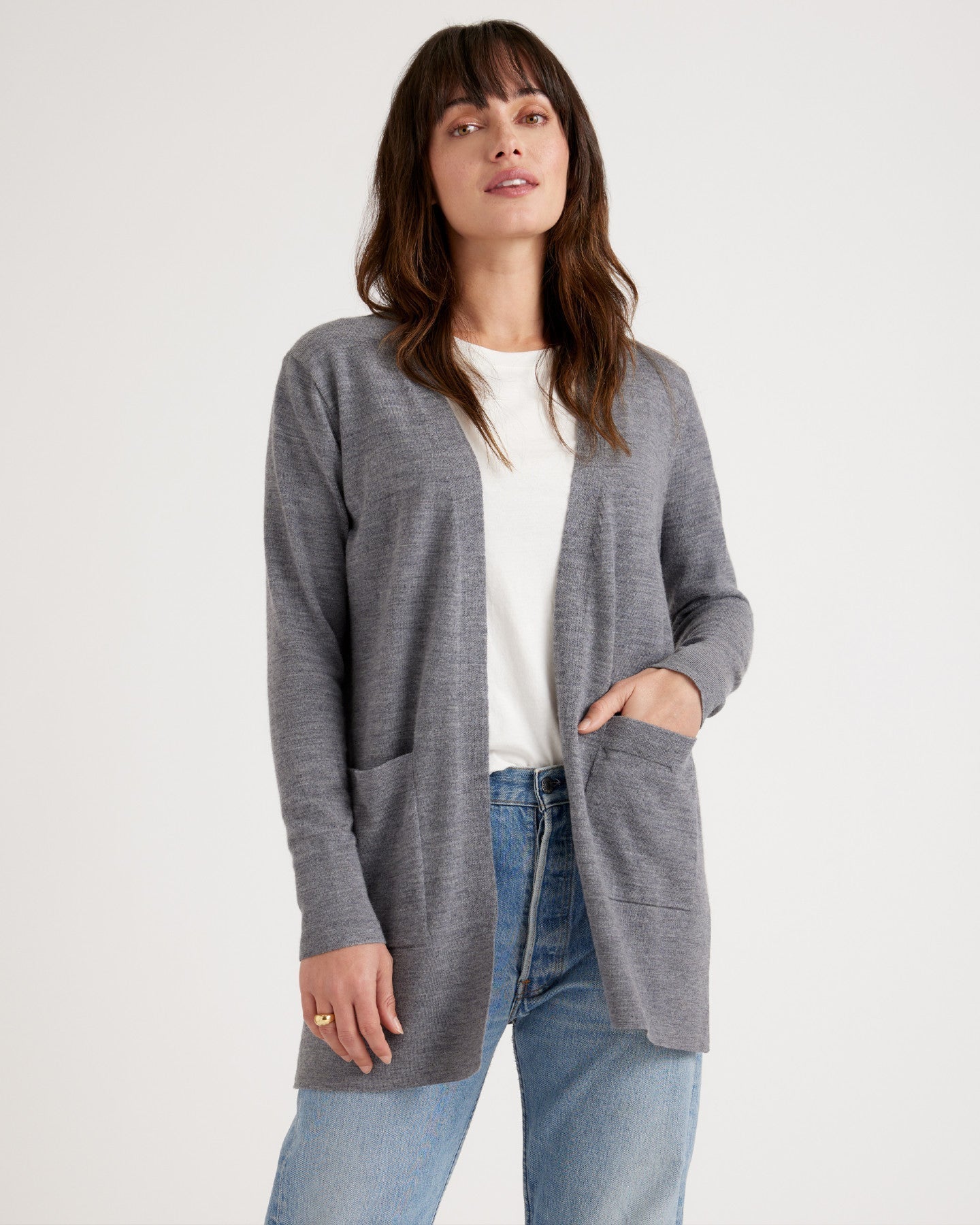 Australian Merino Wool Open Cardigan Sweater