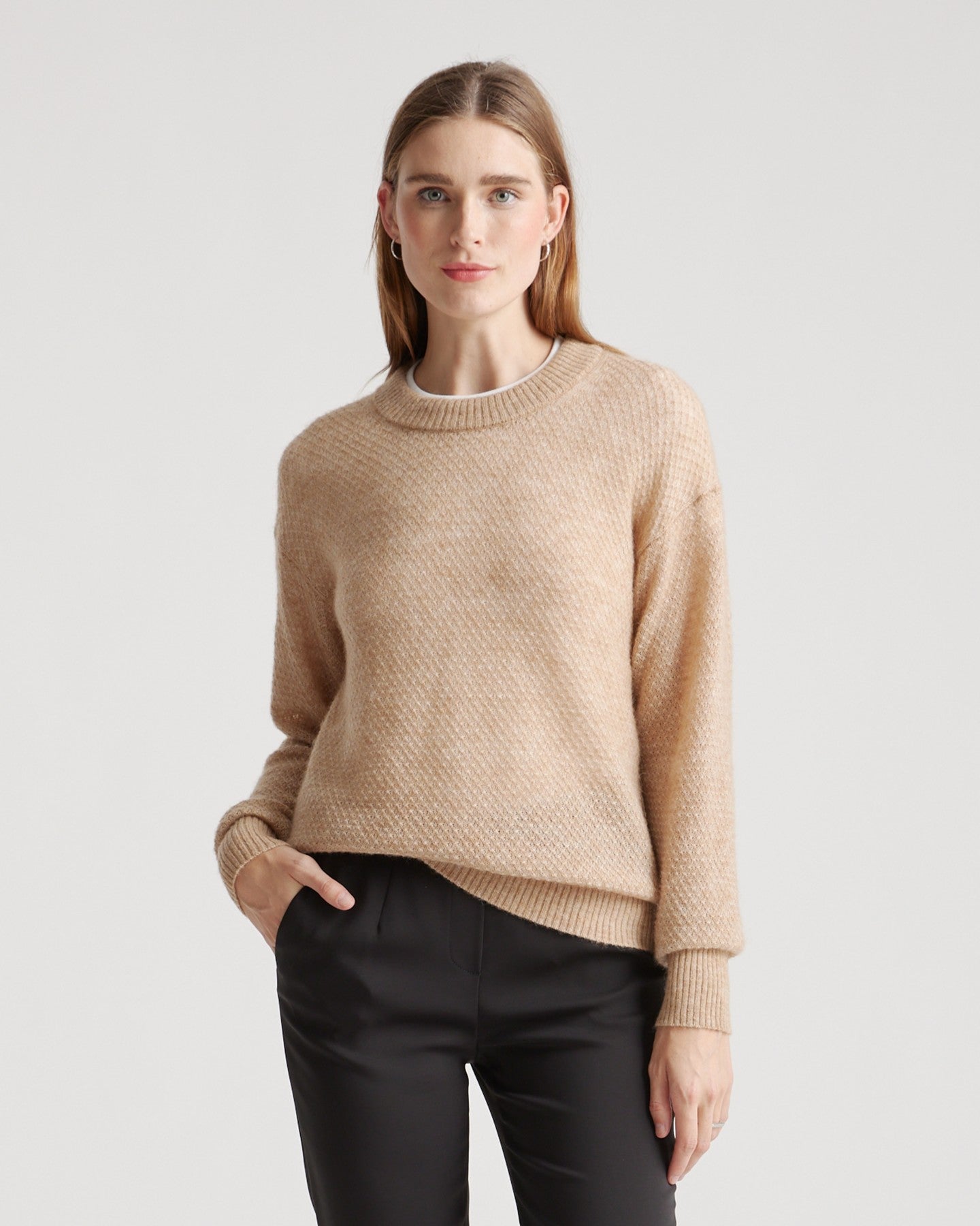 Baby Alpaca-Wool Diamond Stitch Crew