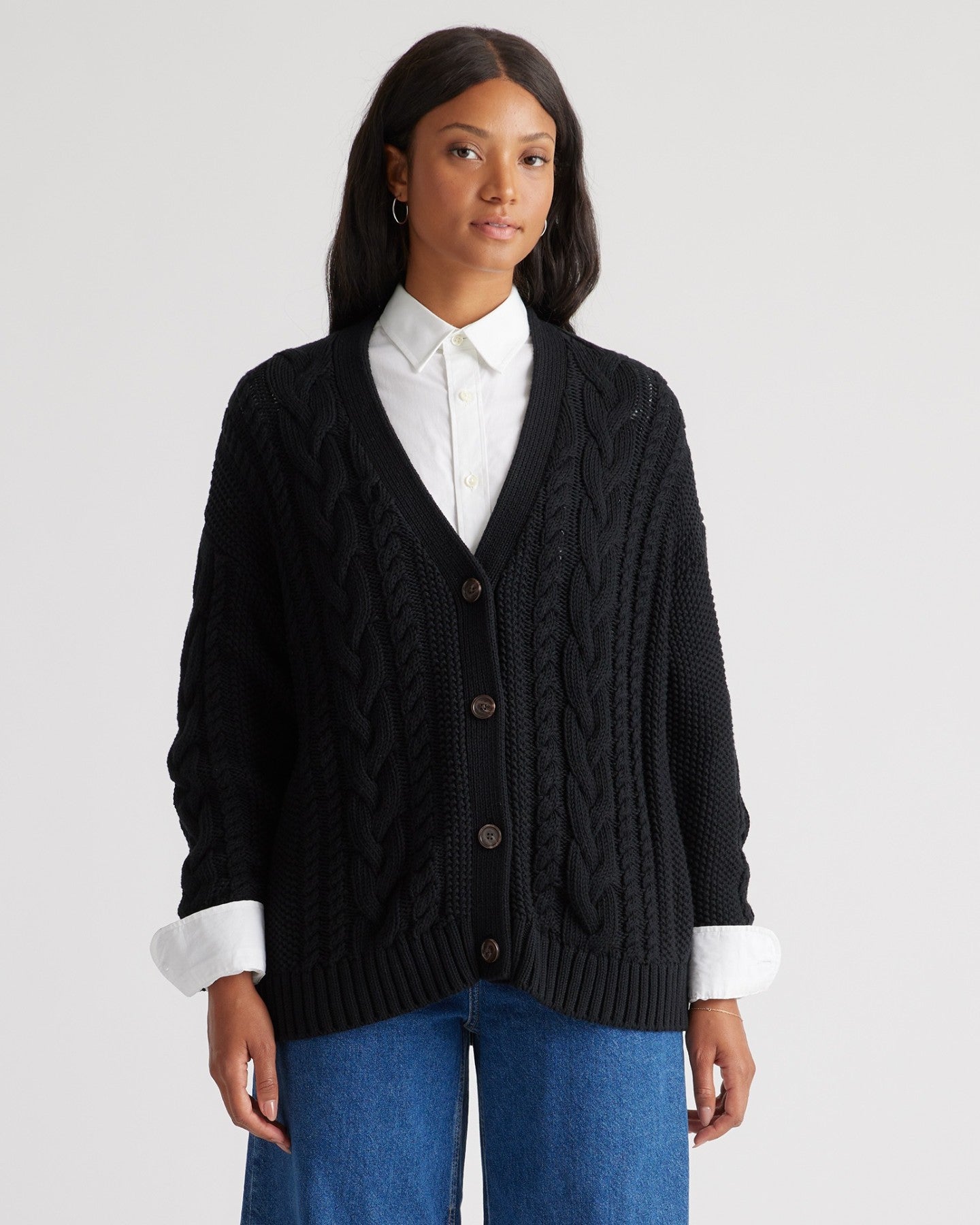 100% Organic Cotton Oversized Cable Cardigan
