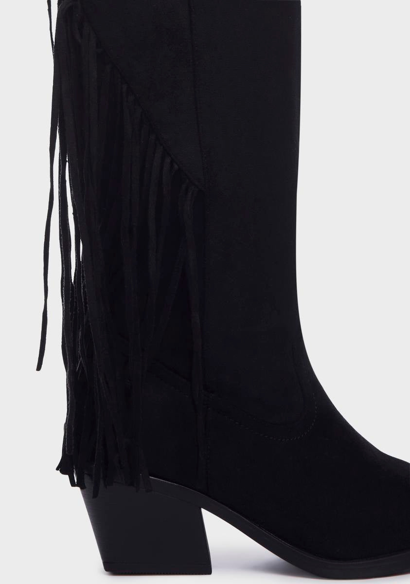 Swept Away Cowboy Boots - Black