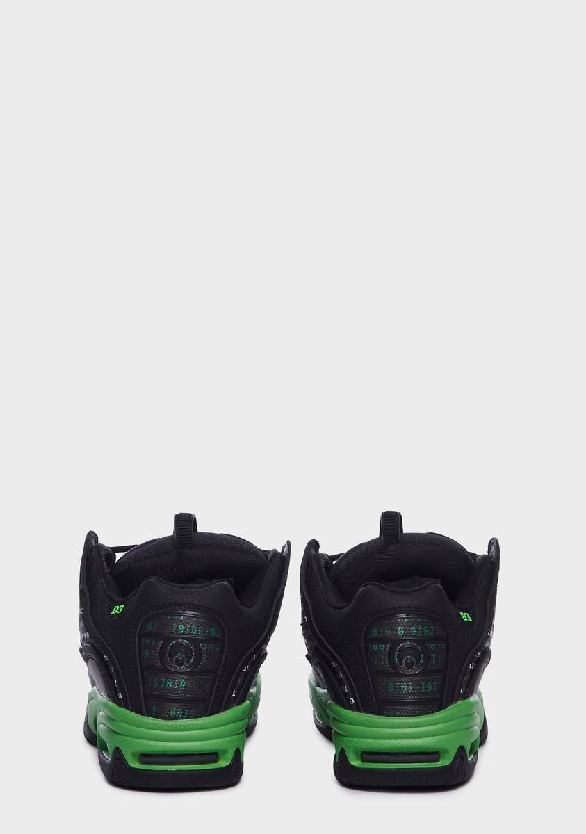 Black & Green D3 2001 Sneakers