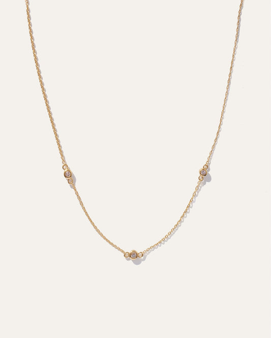 White Sapphire Triple Station Bezel Necklace