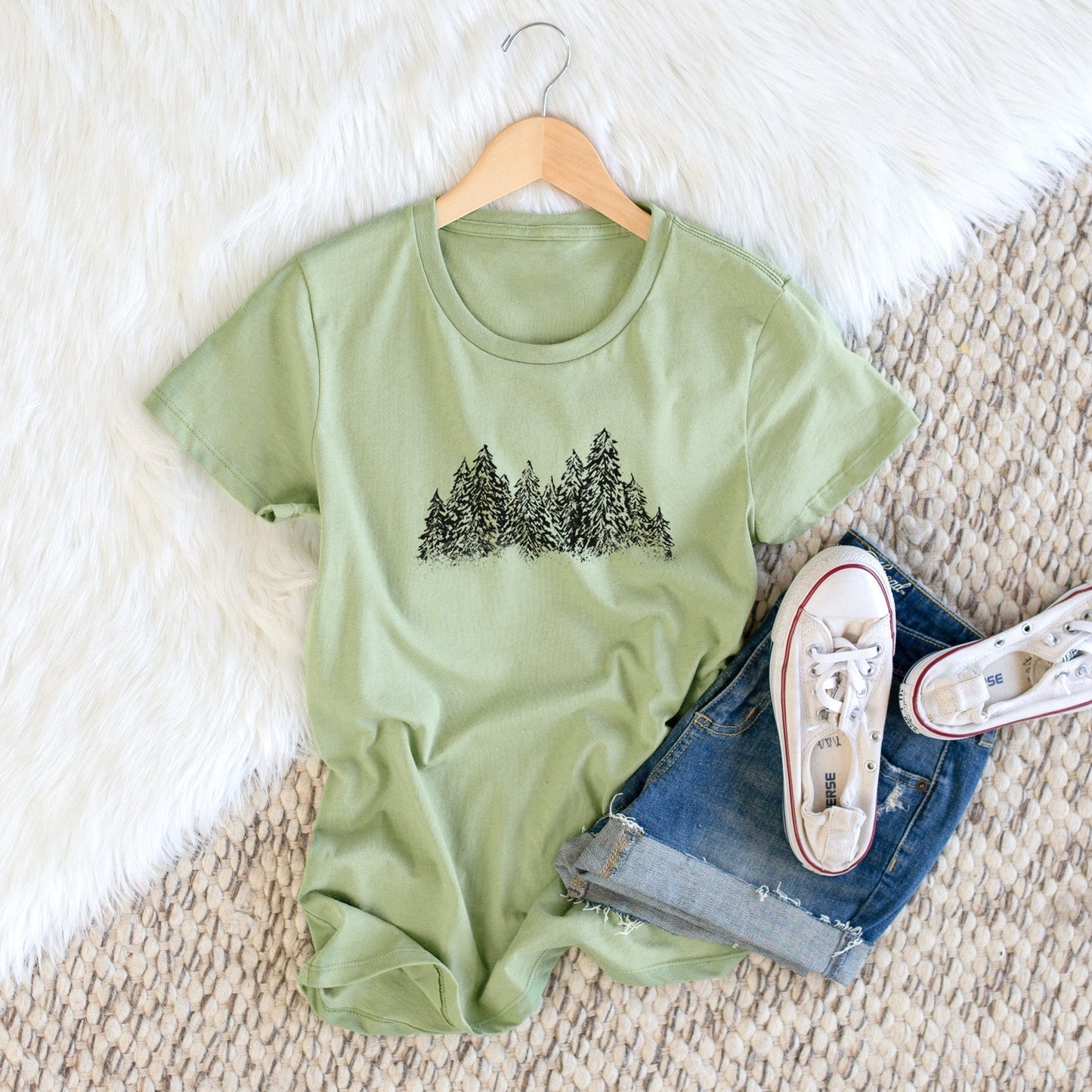 Winter Evergreens - Women's Crewneck - Made in USA - 100% Organic Cotton
