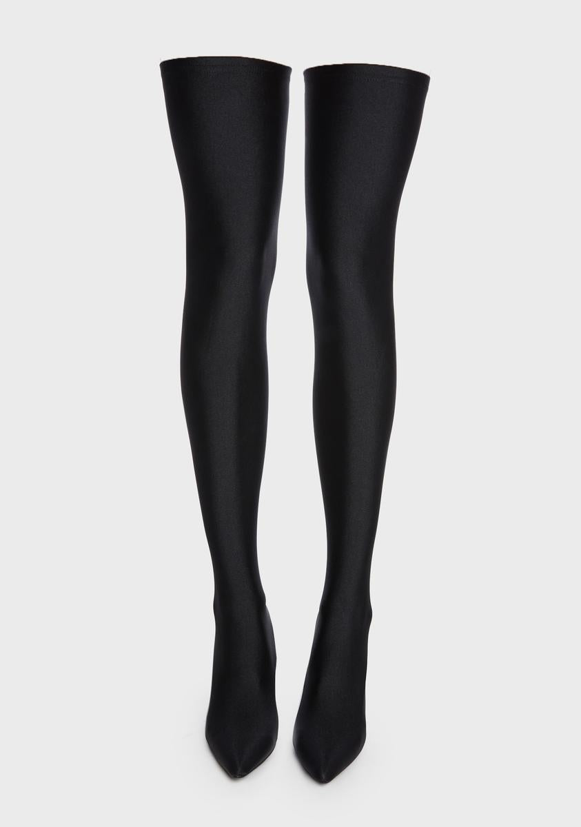 Black Heartout Thigh High Boots