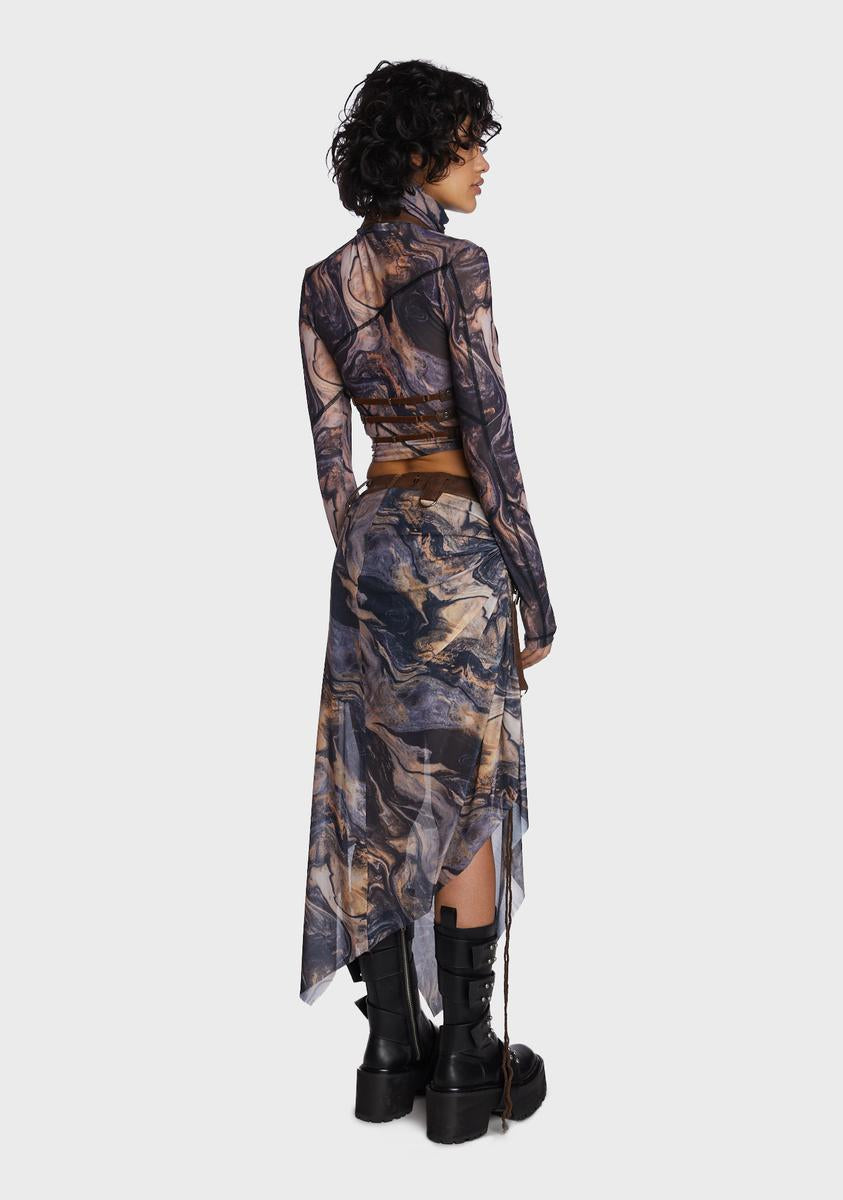 Echo Rockslide Print Midi Skirt