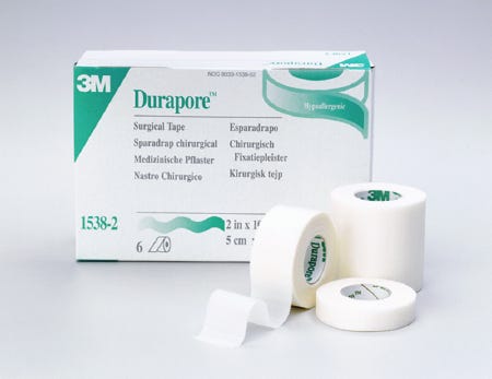 Durapore 15380 Medical Tape SilkLike Cloth 1/2 Inch X 10 Yard White NonSterile. Box of 24