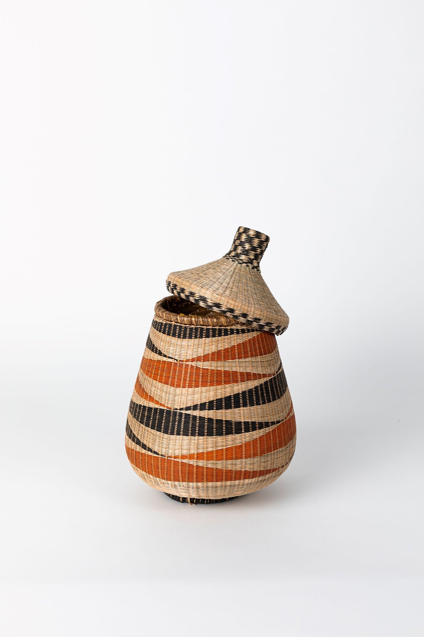 Azizi Life Teardrop Basket Traditional Baskets Azizi Life Black, Rust, Natural