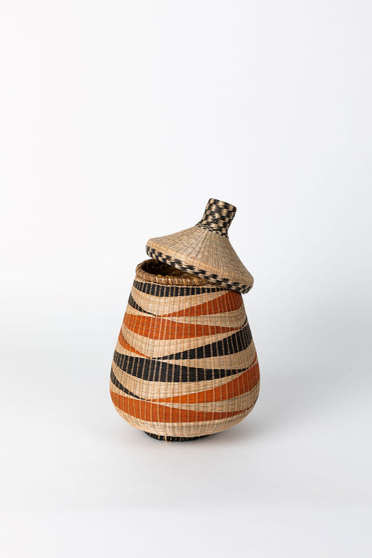Azizi Life Teardrop Basket Traditional Baskets Azizi Life Black, Rust, Natural