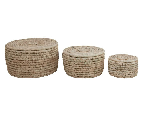Small Hand-Woven Basket With Lid