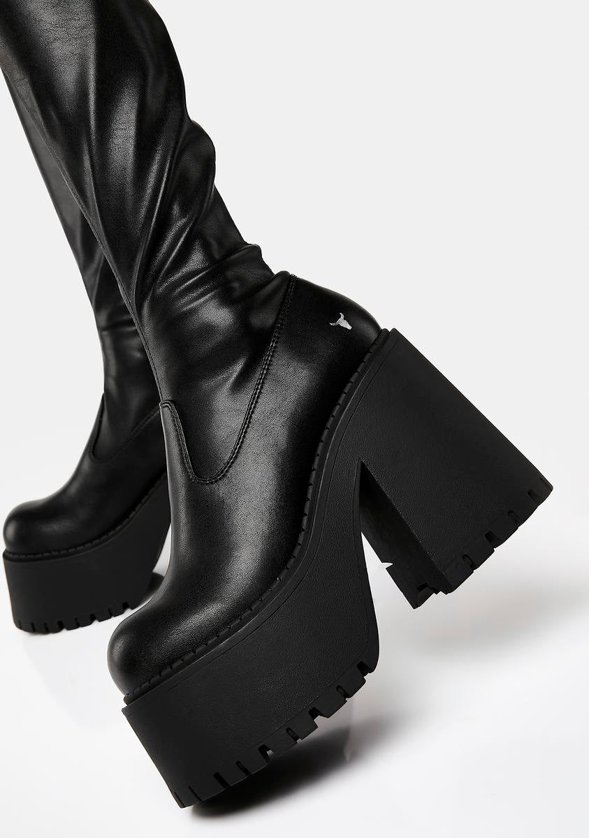 Dreamz Black Stretch Sock Boots