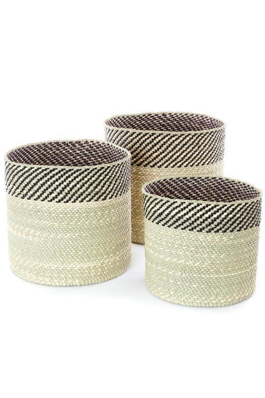 Black and Natural Kupanda Iringa African Storage Baskets - 3 Sizes Available