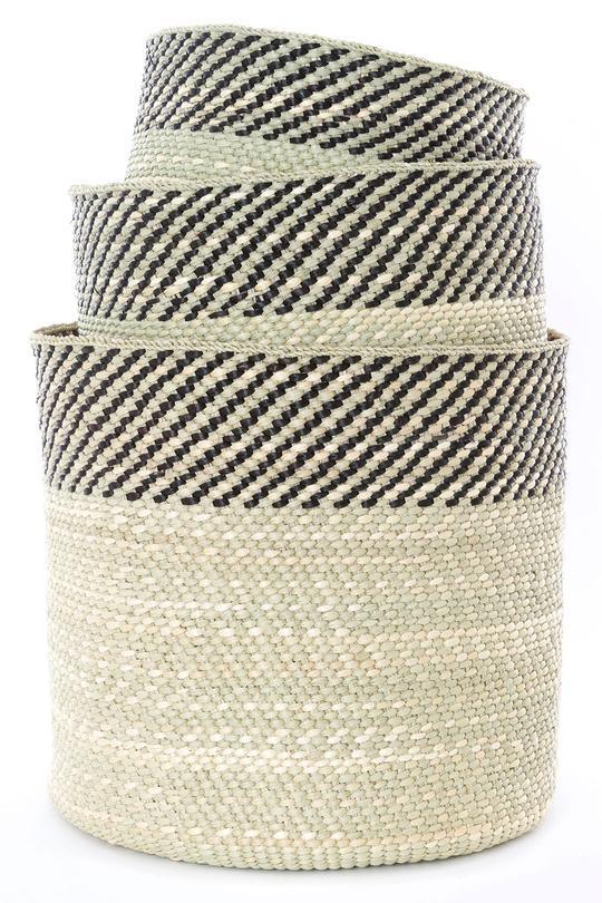 Black and Natural Kupanda Iringa African Storage Baskets - 3 Sizes Available