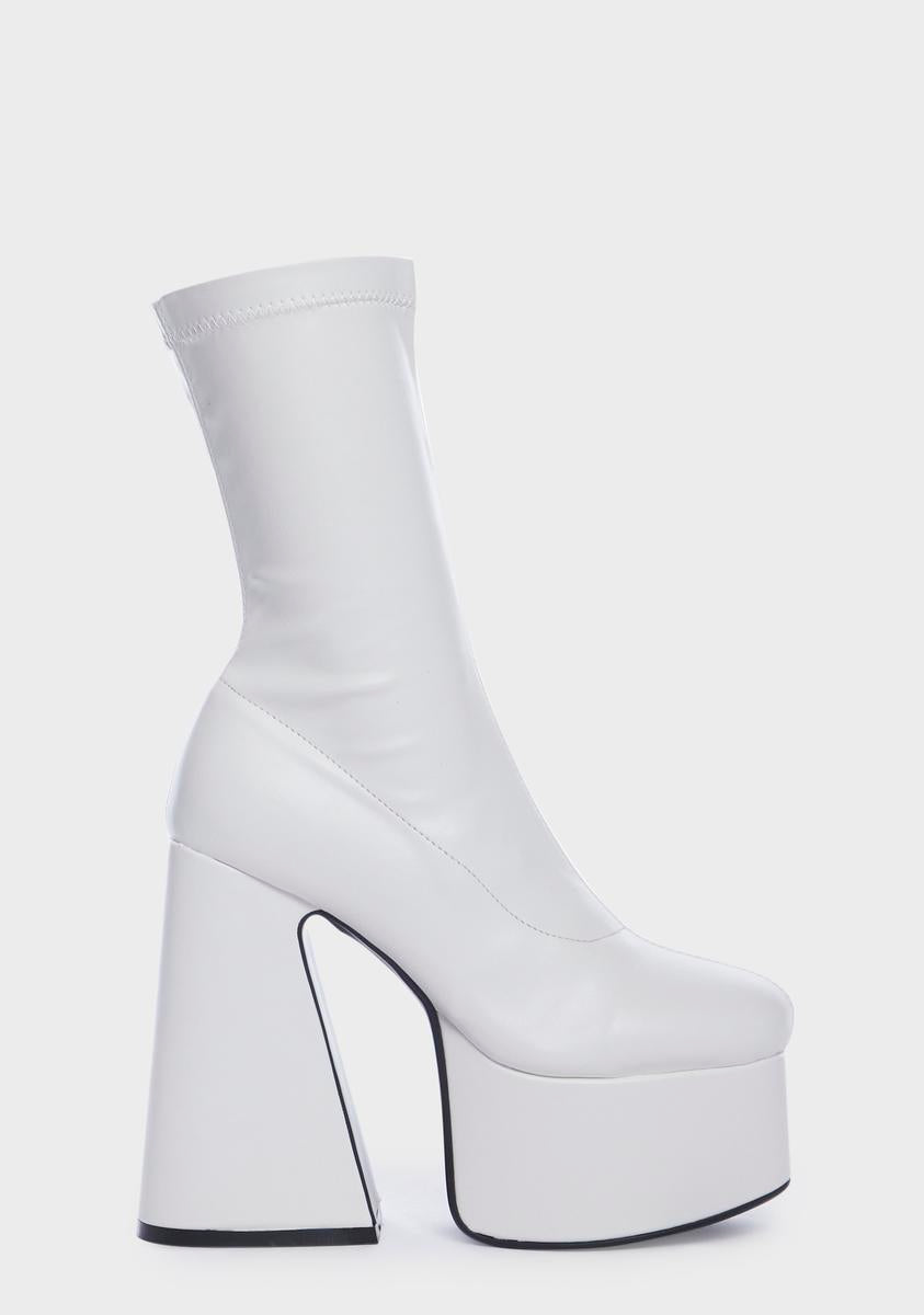 White Over It Platform Sock Boots