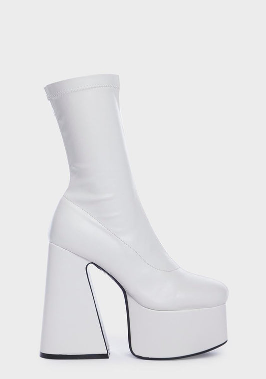 White Over It Platform Sock Boots
