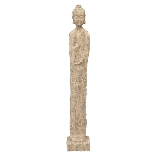Eclectic Buddha Sculpture Natural Beige Matte Distressed Finish