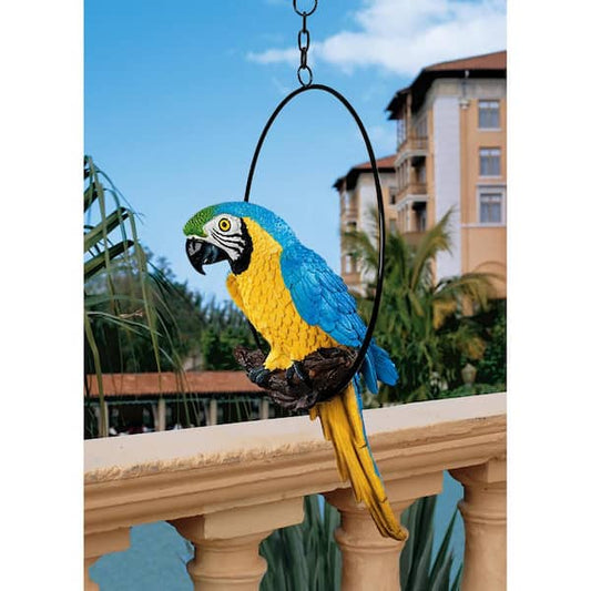 14 in. Medium Parrot Hanging Sculpture on Ring Perch