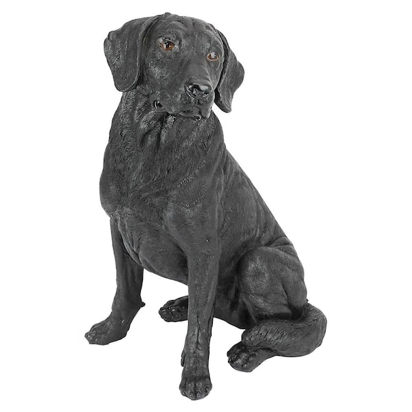 15.5" H Garden Statue Labrador Retriever Dog, Black