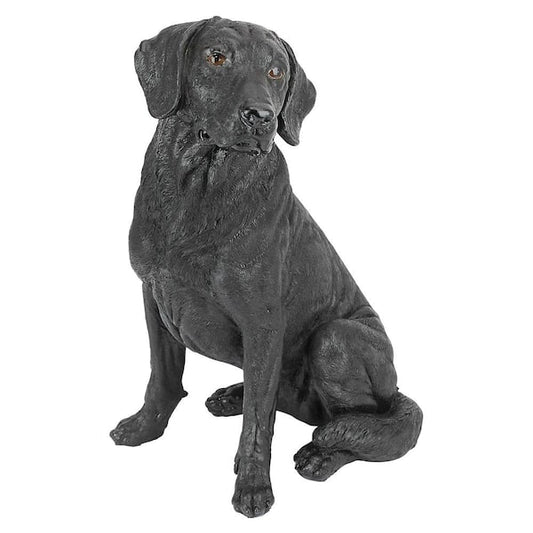 15.5" H Garden Statue Labrador Retriever Dog, Black
