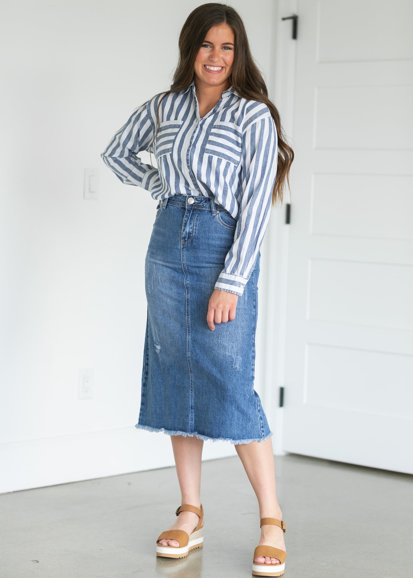 Everly Midi Denim Skirt