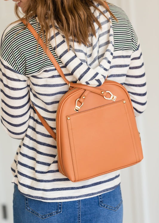 Faux Leather Double Strap Back Pack