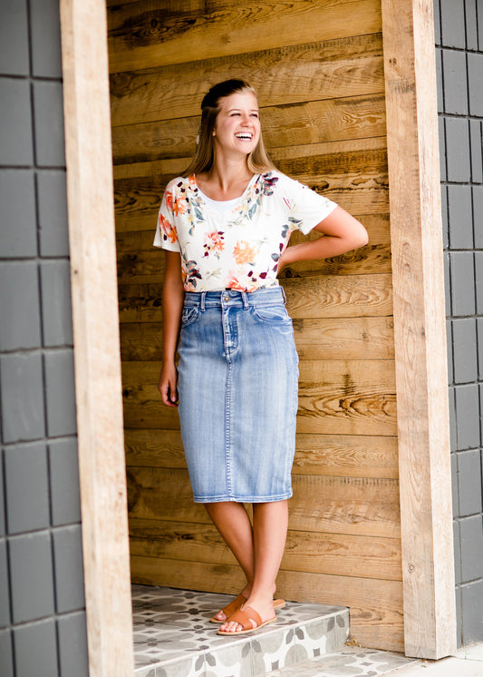 Five Pocket Light Denim Skirt - FINAL SALE