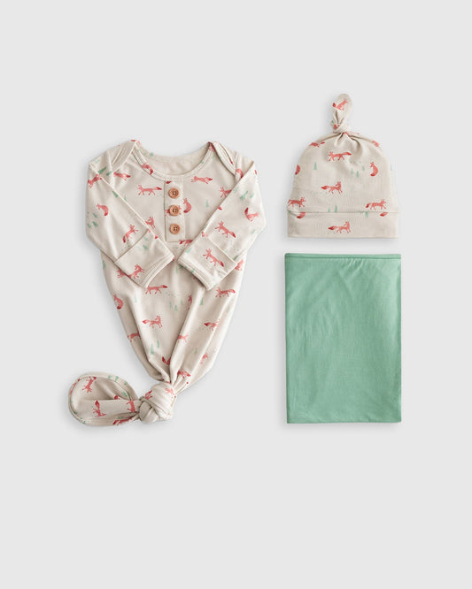 Bamboo Gown, Hat & Swaddle Layette Bundle