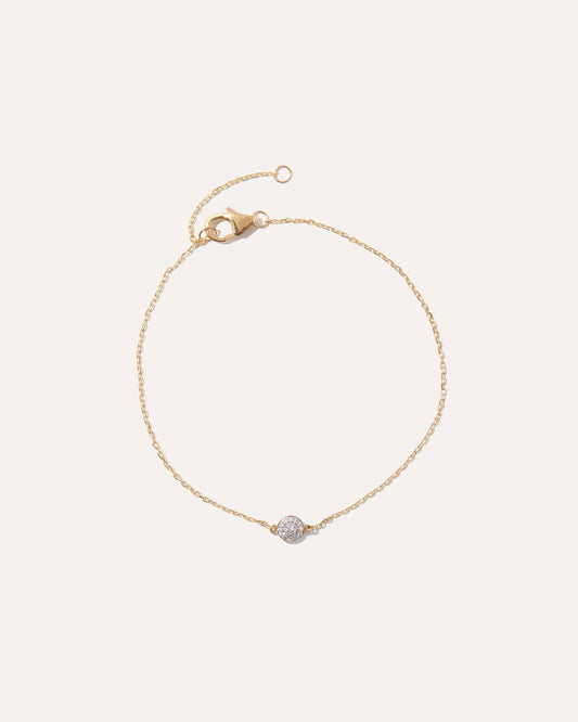 14K Gold Pave Diamond Round Bracelet