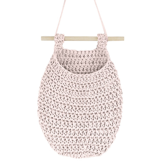 Crochet Hanging Basket, Large | PALE PINK