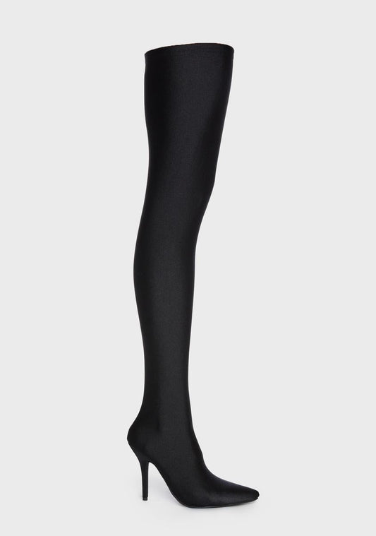 Black Heartout Thigh High Boots