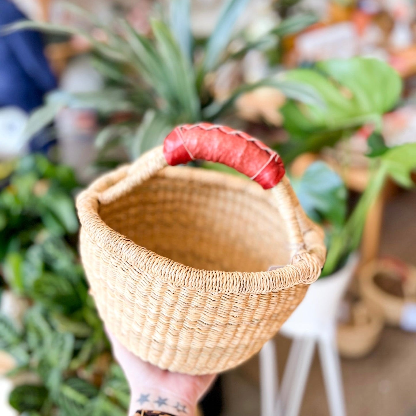 Baby Bolga Baskets with Leather Handle