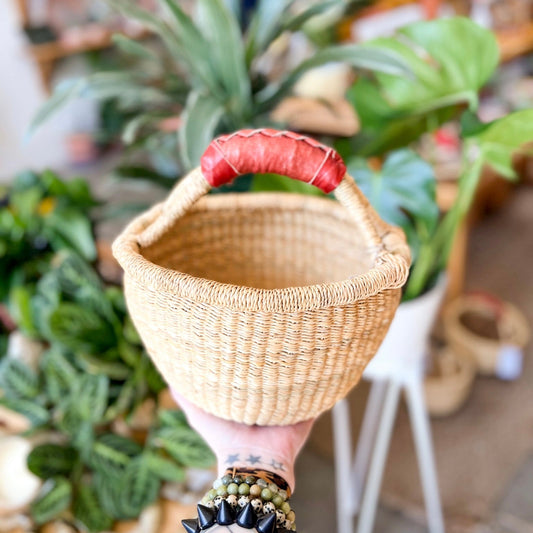 Baby Bolga Baskets with Leather Handle