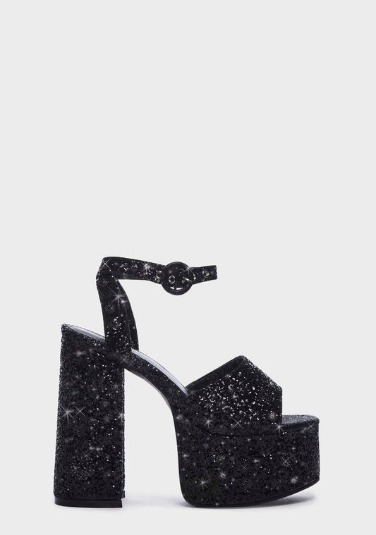 Black C Me Platform Heels
