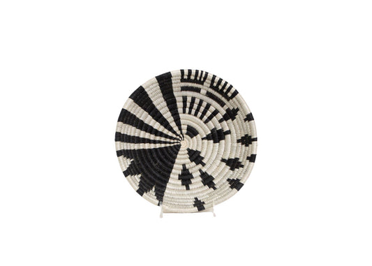 Small Black + White Fani Round Basket