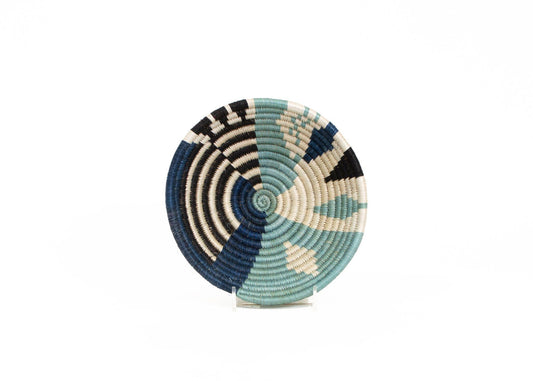 Small Silver Blue Biko Round Basket
