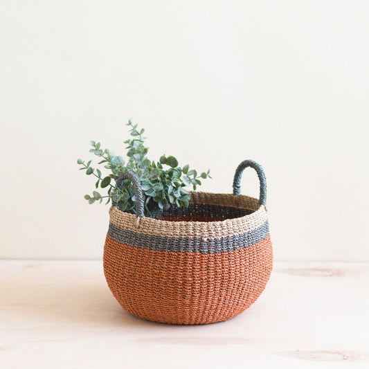 Coral Tabletop Basket with Handles