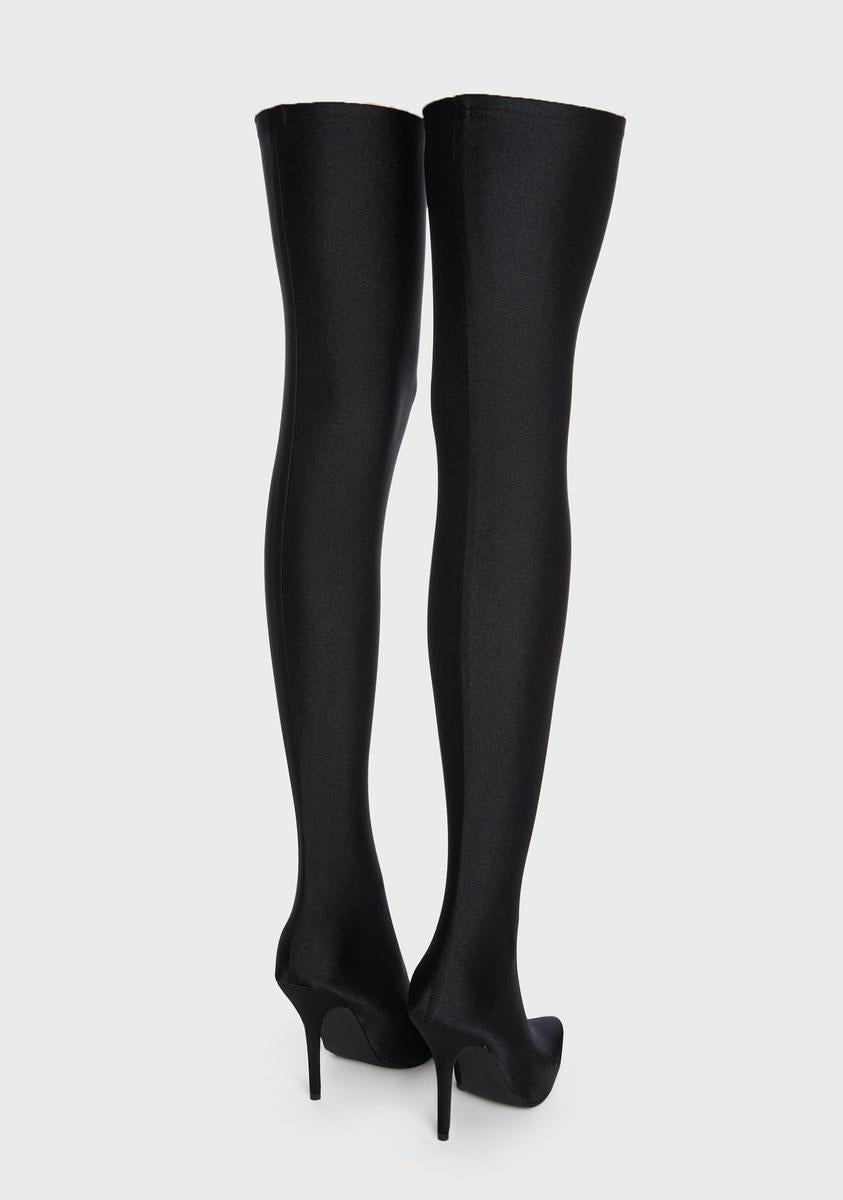Black Heartout Thigh High Boots