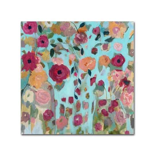 14" x 14" Wall Art Canvas Gypsy Soul Flower Solid Wood Frame