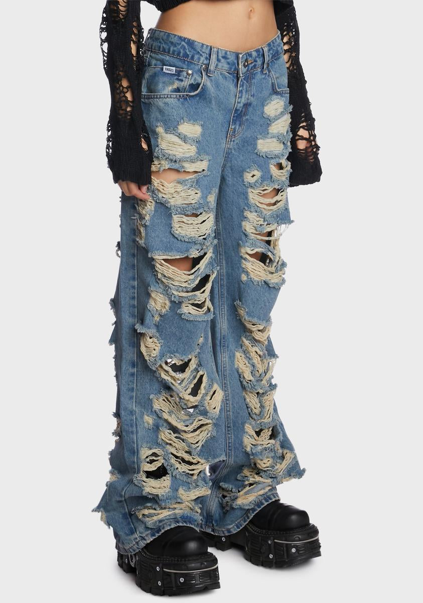 Blue Distressed Release Jeans