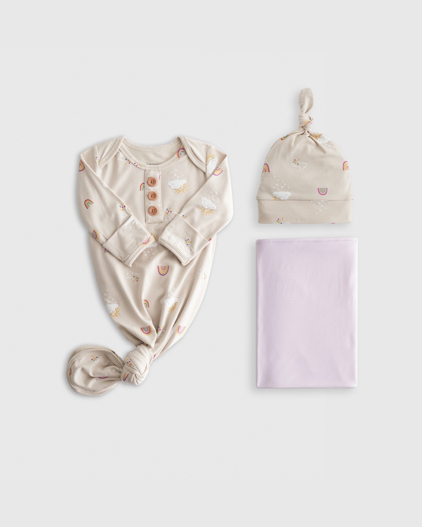 Bamboo Gown, Hat & Swaddle Layette Bundle