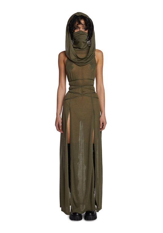 Echo Hooded Slit Maxi Dress