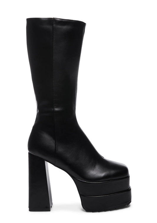 Wide Fit Homewrecker Platform Calf Boots