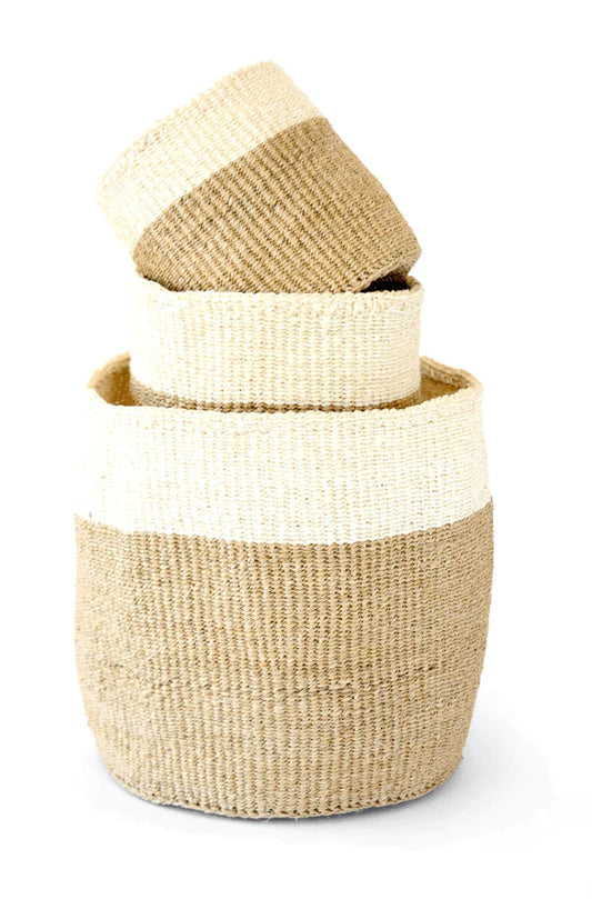 Set of Three Beige and Cream Nesting Baskets