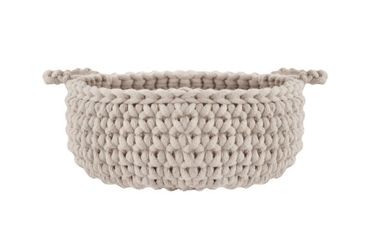 Crochet Flat Basket, Small | BEIGE