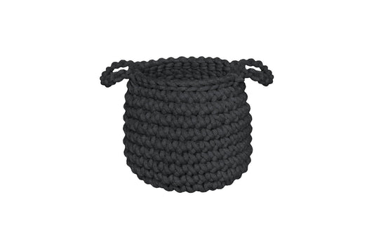 Crochet Basket, Small | CHARCOAL