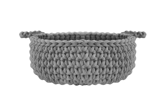 Crochet Flat Basket, Small | DARK GREY