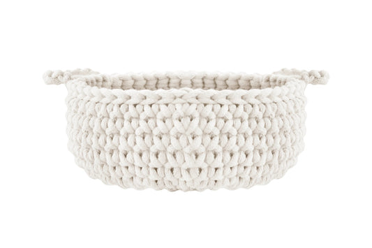 Crochet Flat Basket, Small | IVORY